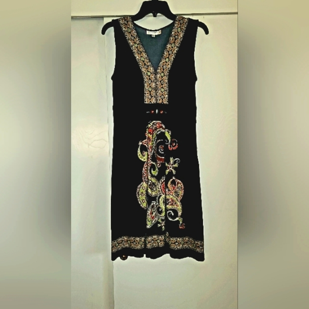 Elegant Black Dress with Intricate Patterns